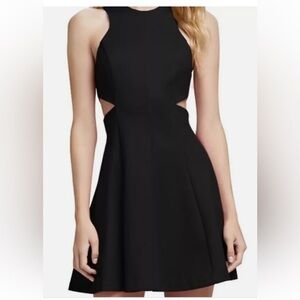 Amanda Uprichard Black Sleeveless Halter Mini Dress with Cut-Out Medium